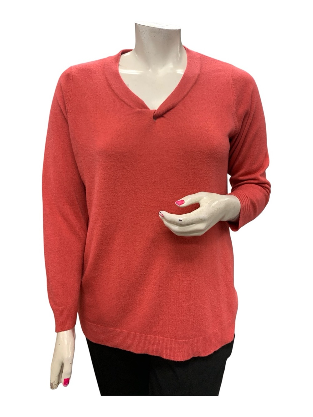 Women's Coral V-Neck Cashmere-Feel Sweater
